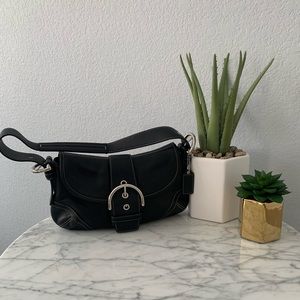 Coach black leather bag with silver hardware